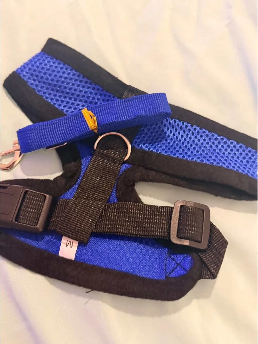 Adjustable Mesh Dog Harness with Leash Set - Purple and Blue